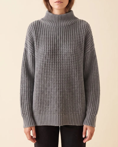 Fern grovstickad polotröja – oversized