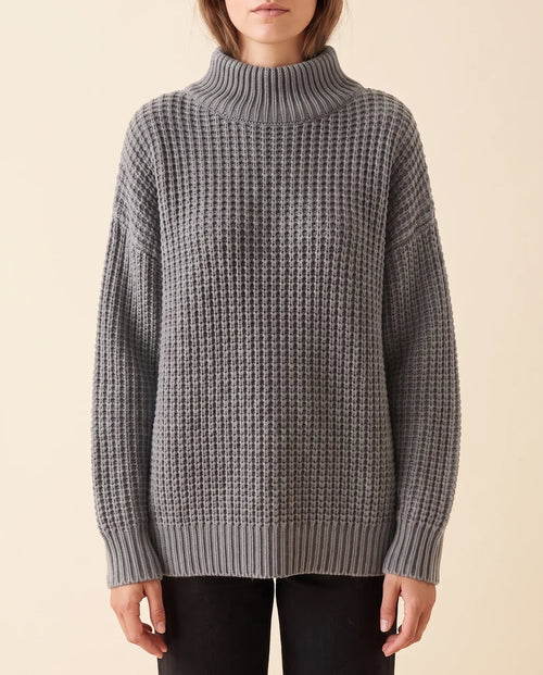 Fern grovstickad polotröja – oversized