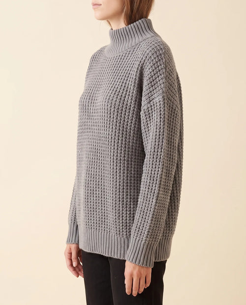 Fern grovstickad polotröja – oversized