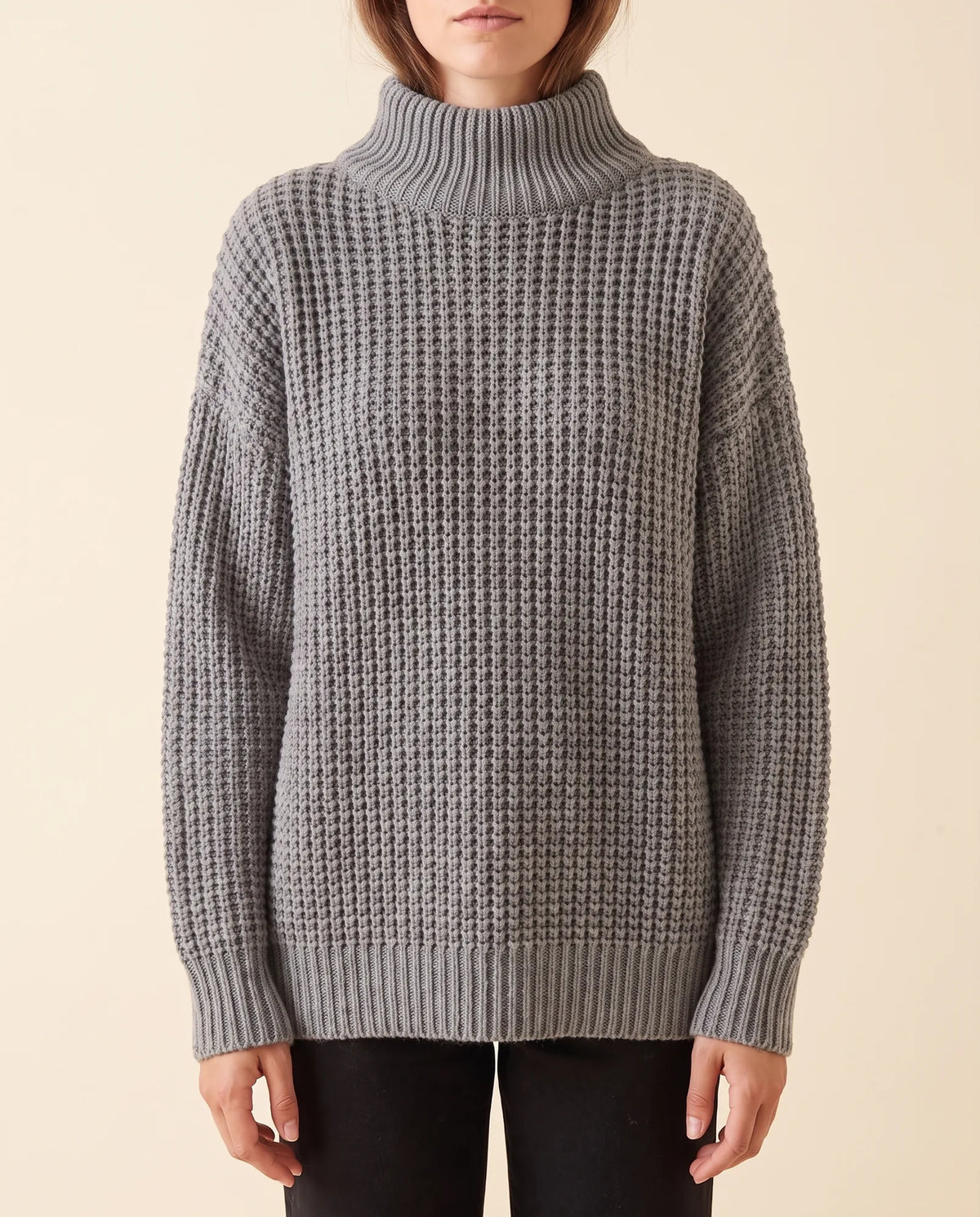 Fern grovstickad polotröja – oversized
