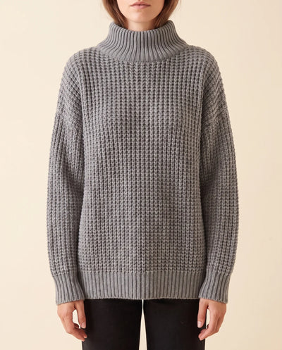 Fern grovstickad polotröja – oversized