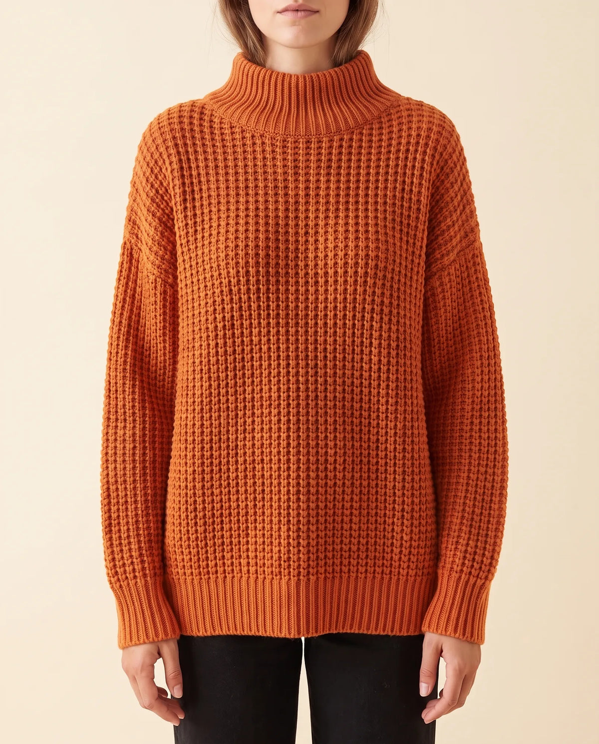 Fern grovstickad polotröja – oversized