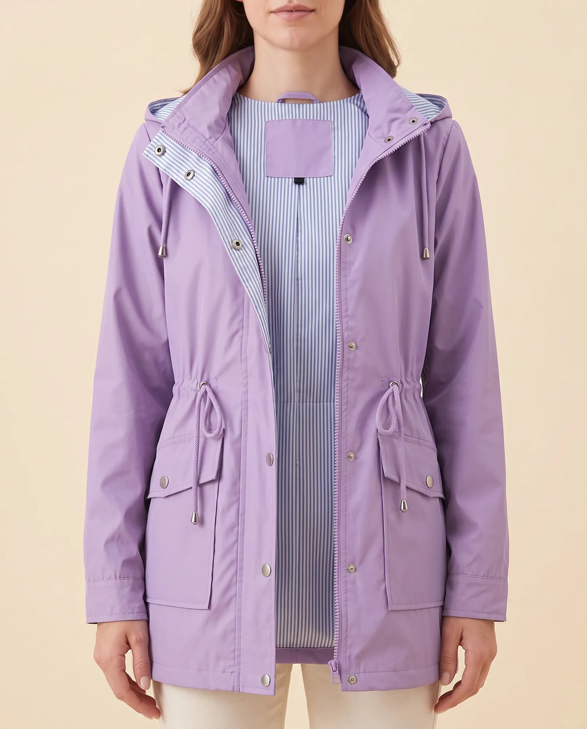 Mira lång trenchcoat – avtagbar huva