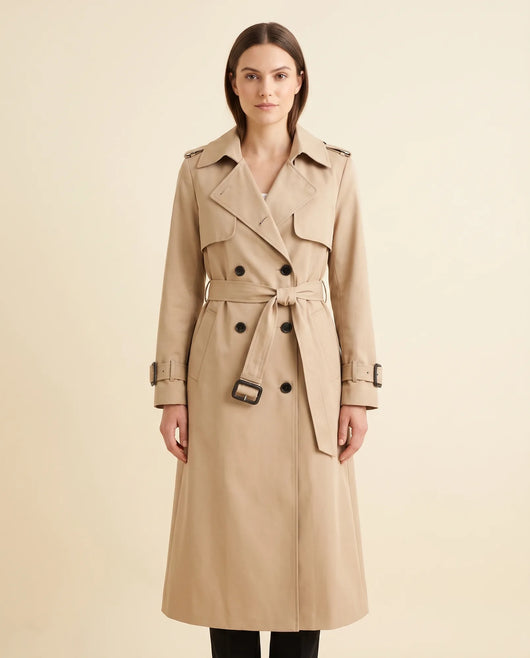 Nell dubbelknäppt trenchcoat med skärp