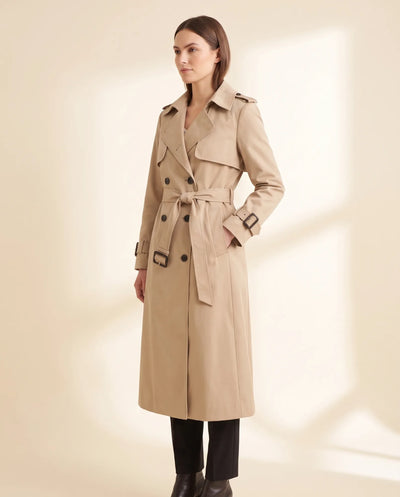 Nell dubbelknäppt trenchcoat med skärp