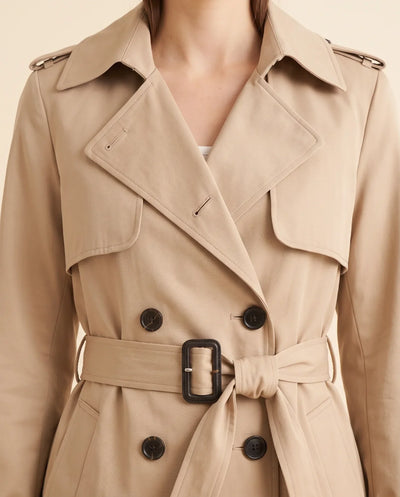 Nell dubbelknäppt trenchcoat med skärp