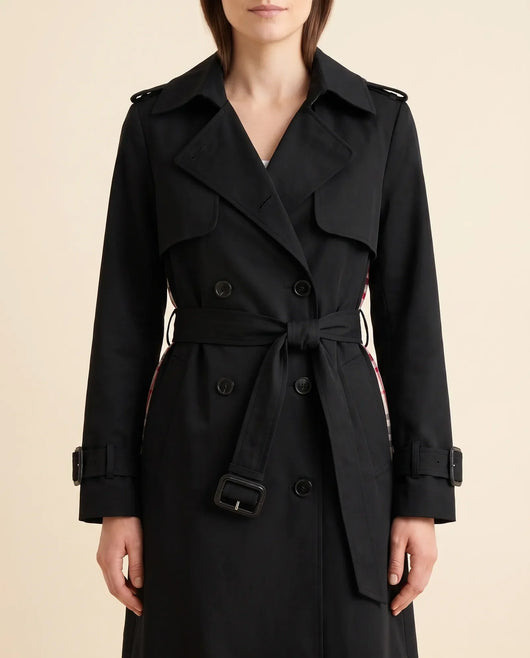Nell dubbelknäppt trenchcoat med skärp