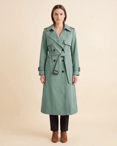 Nell dubbelknäppt trenchcoat med skärp