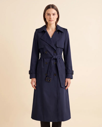 Nell dubbelknäppt trenchcoat med skärp