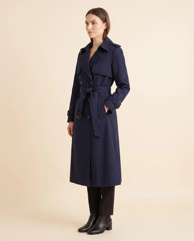 Nell dubbelknäppt trenchcoat med skärp