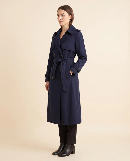 Nell dubbelknäppt trenchcoat med skärp