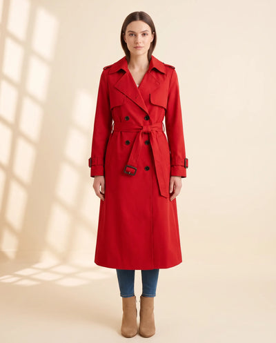 Nell dubbelknäppt trenchcoat med skärp