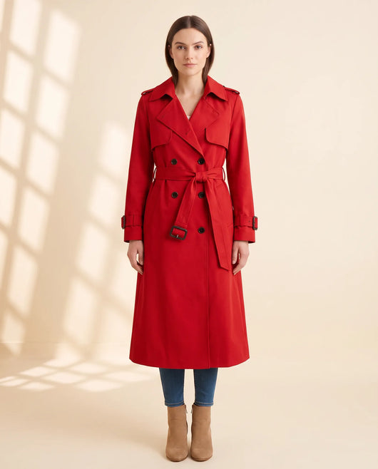 Nell dubbelknäppt trenchcoat med skärp