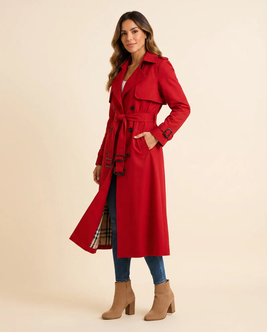 Nell dubbelknäppt trenchcoat med skärp