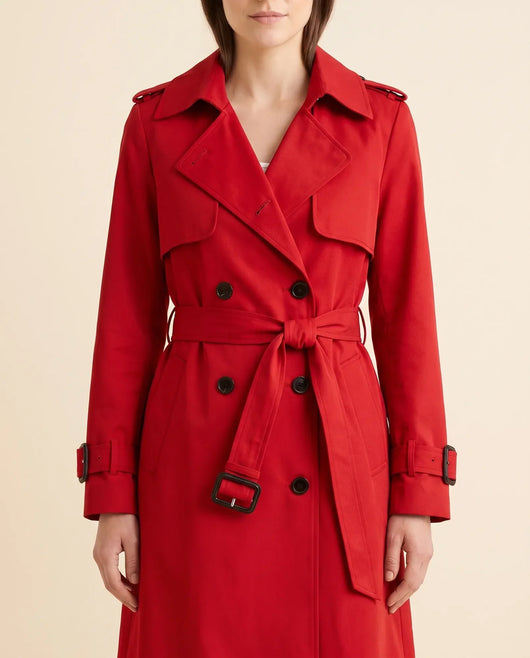 Nell dubbelknäppt trenchcoat med skärp