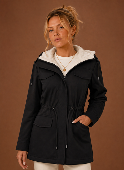 Parka med huva och fleecefoder