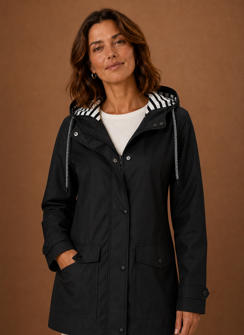 Trenchcoat med huva – smal linje