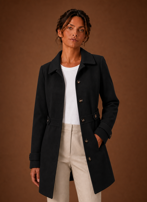 Trenchcoat i midilängd med knappslå