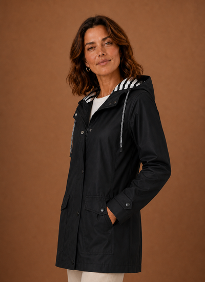 Trenchcoat med huva – smal linje