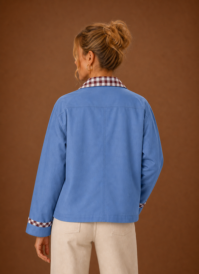 Fältjacka med rutig krage