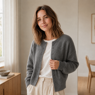 Ella baskofta – finstickad med knappslå