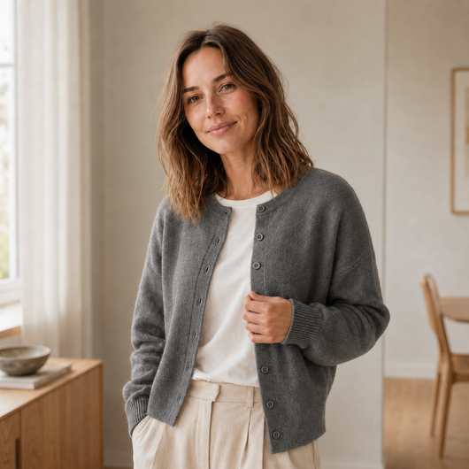 Ella baskofta – finstickad med knappslå
