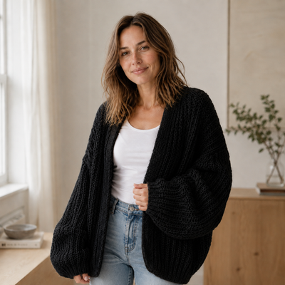 Maja grovstickad kofta – oversized och öppen