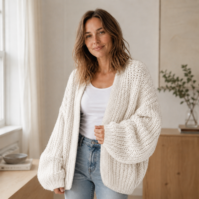 Maja grovstickad kofta – oversized och öppen
