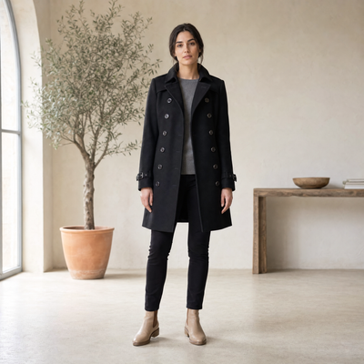 Clara ullkappa – dubbelknäppt och elegant