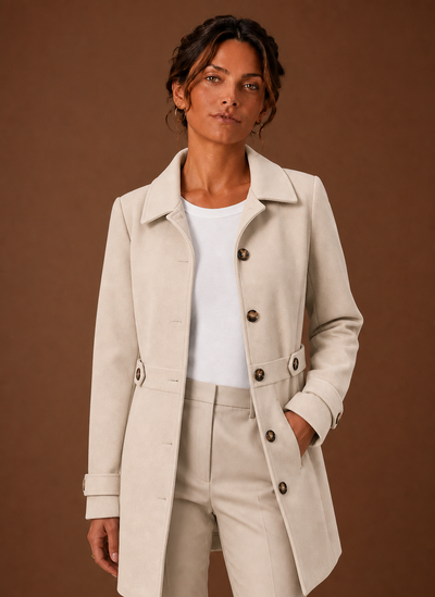 Trenchcoat i midilängd med knappslå