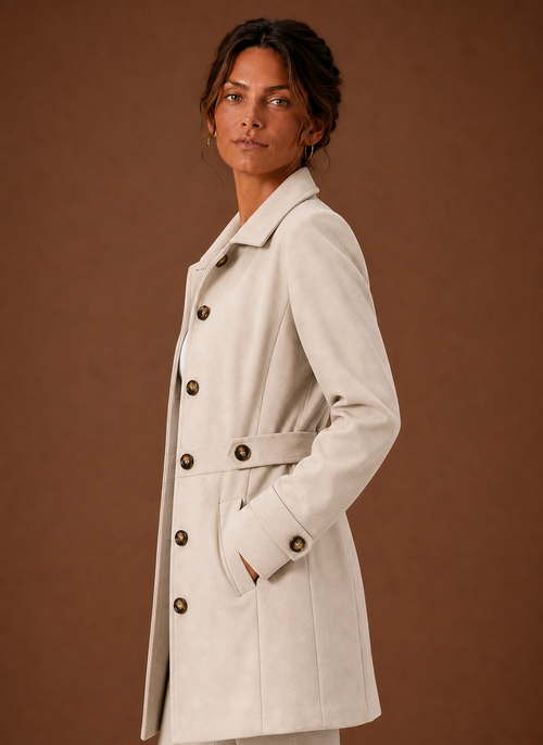 Trenchcoat i midilängd med knappslå