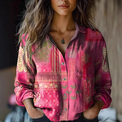 Elisabeth blus i denim med långa ärmar