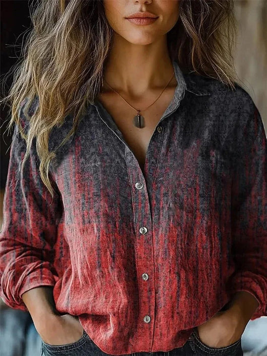 Elisabeth blus i denim med långa ärmar