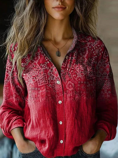 Elisabeth blus i denim med långa ärmar