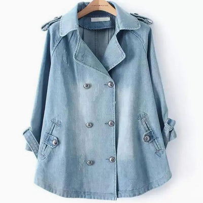 Sophie denimcape – oversized med dubbla knappar