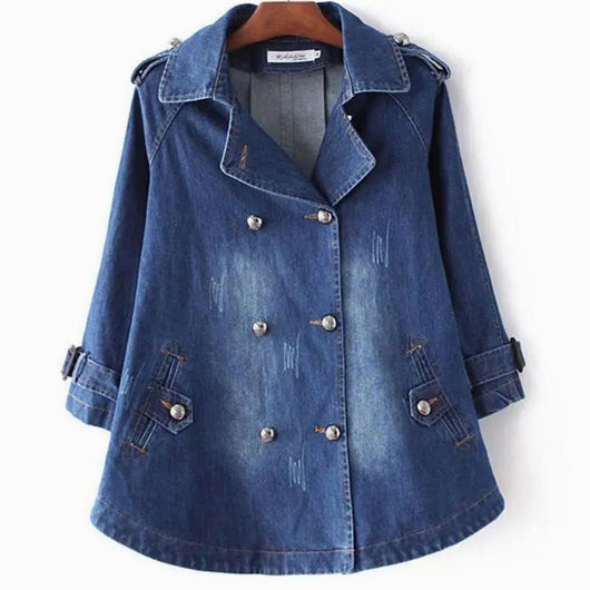 Sophie denimcape – oversized med dubbla knappar