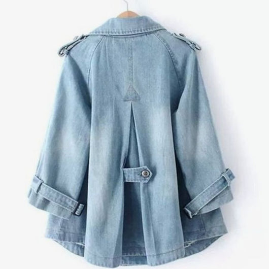 Sophie denimcape – oversized med dubbla knappar