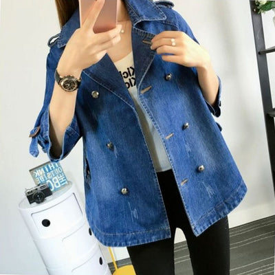 Sophie denimcape – oversized med dubbla knappar