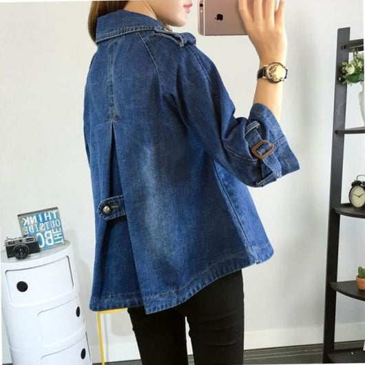 Sophie denimcape – oversized med dubbla knappar