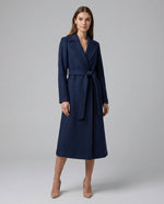 Clara trenchcoat i ull – marinblå