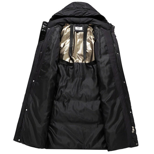 Marie extra lång parka – huva och ribbade muddar