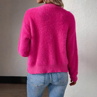 Marie stickad kofta i stickat – magenta