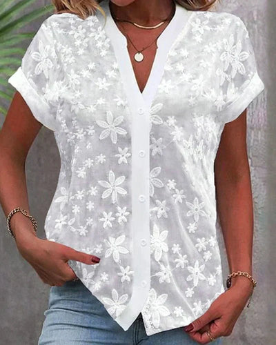 Amelie blus med v-ringning – vit