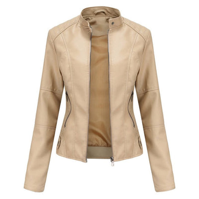 Katharina jacka i konstläder – beige