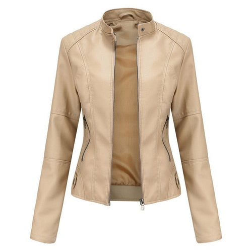 Katharina jacka i konstläder – beige