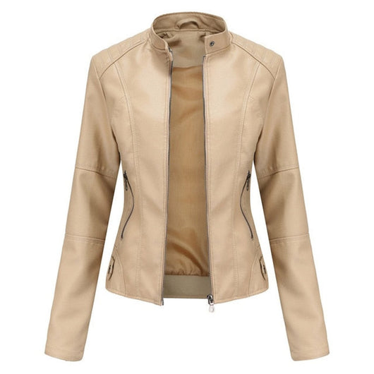 Katharina jacka i konstläder – beige