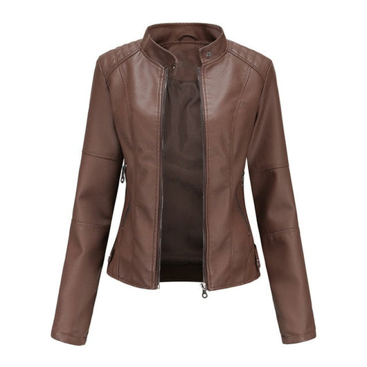 Katharina jacka i konstläder – beige