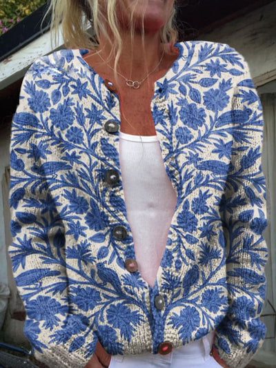 Charlotte stickad kofta i stickat med långa ärmar