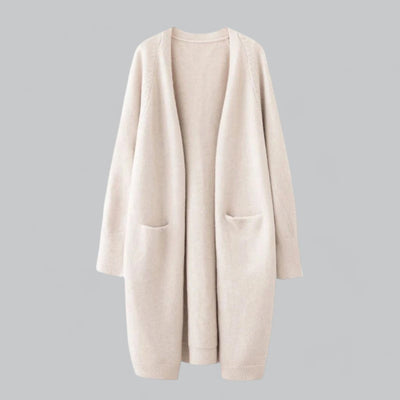 Clara stickad kofta i stickat – beige
