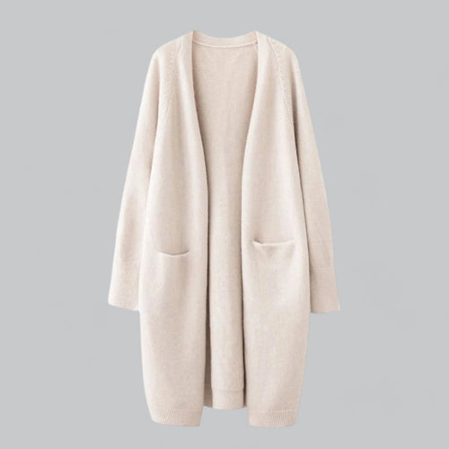 Clara stickad kofta i stickat – beige